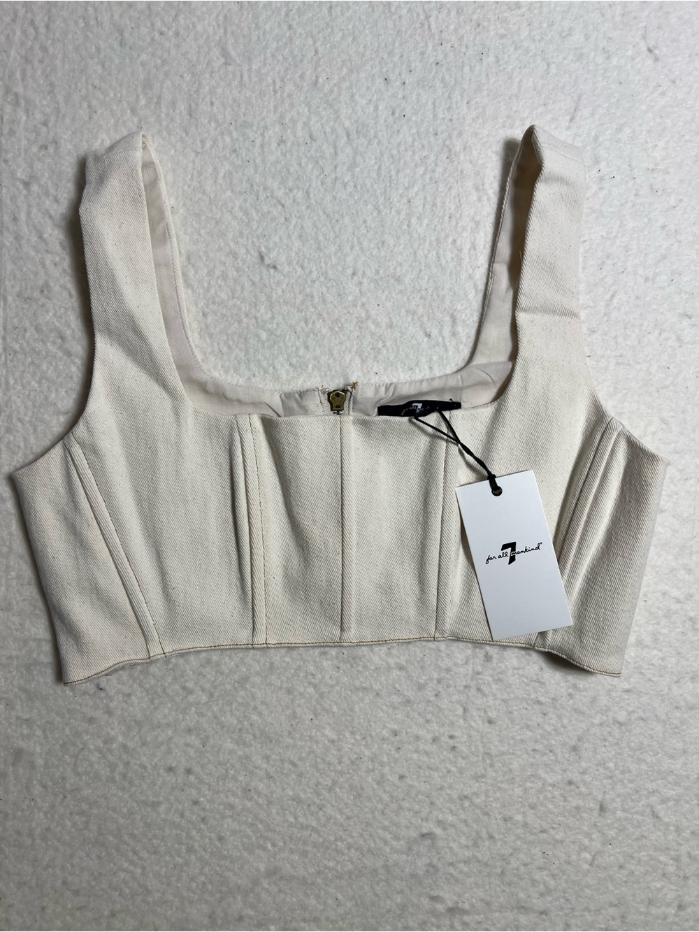 7 for all Mankind Ivory Cropped Bustier Top